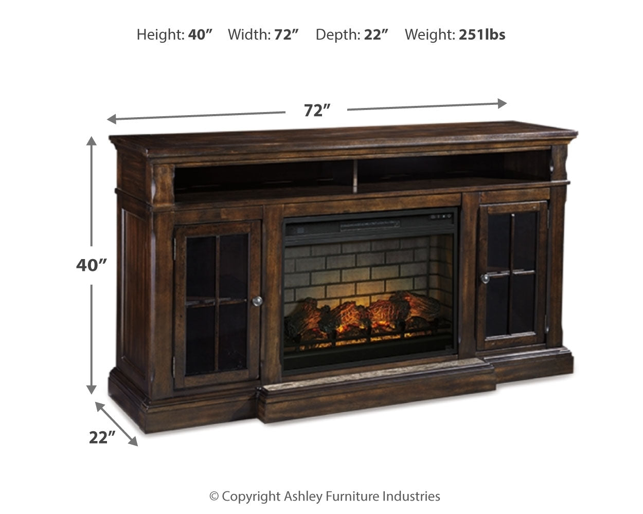 Roddinton 72" TV Stand with Electric Fireplace