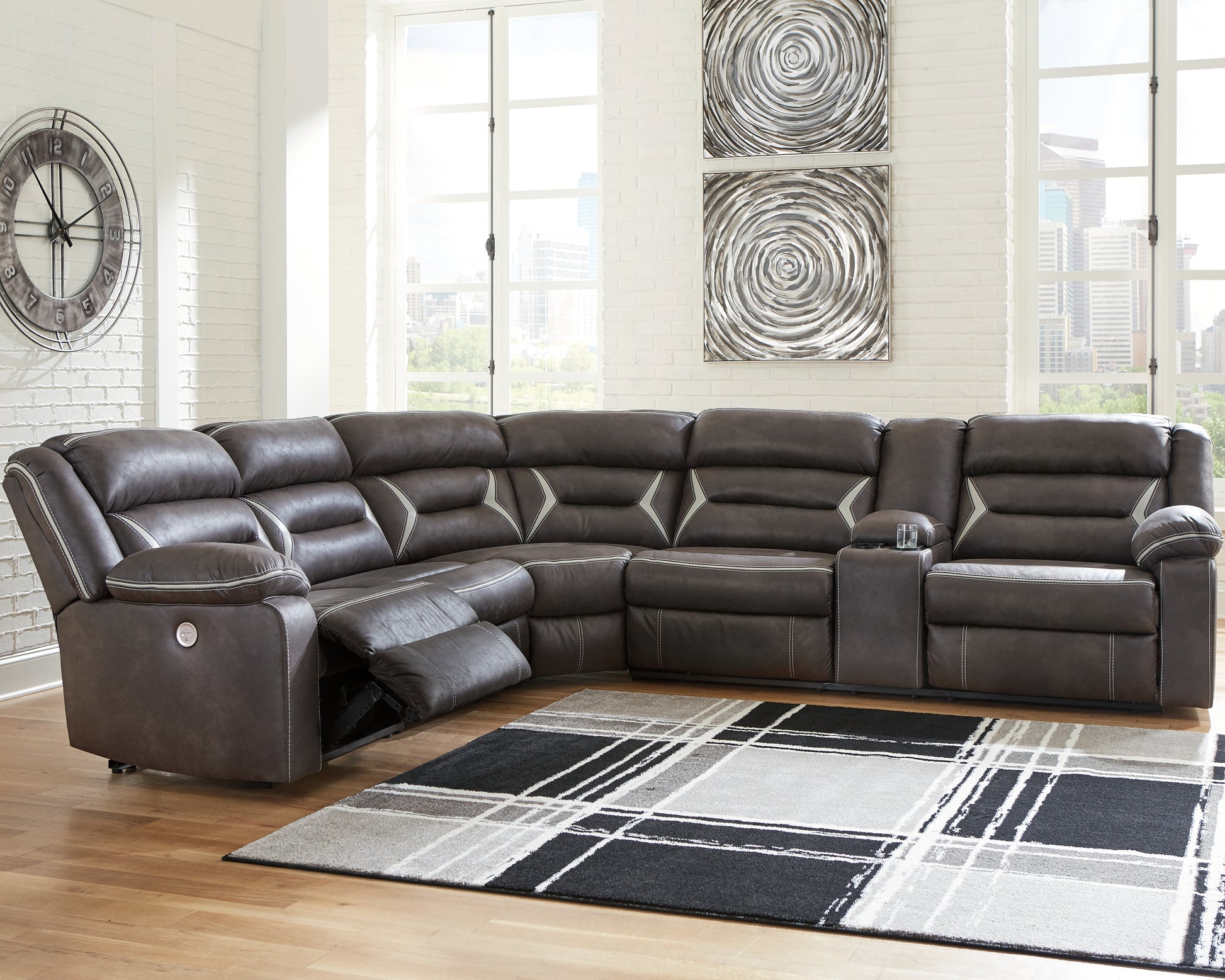 Lakeland Furniture Outlet - Ashley Furniture - Kincord Sectional - 4-Piece Power Reclining Sectional / Midnight - 13104S3