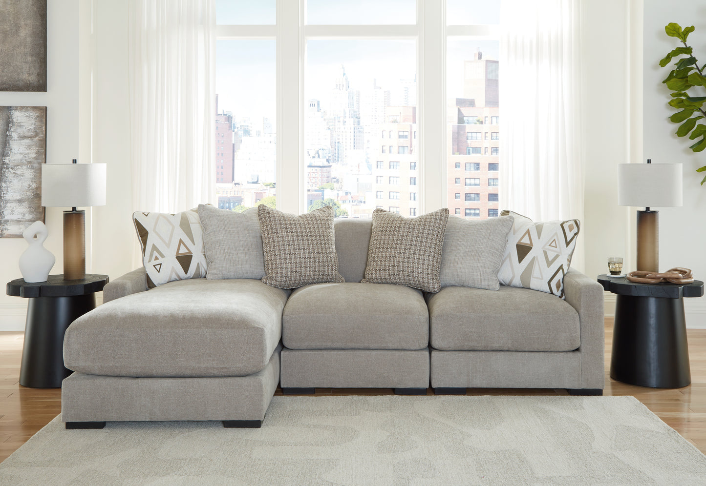 Lakeland Furniture Outlet - Ashley Furniture - Aslan Court Sectional - RAF 3-Piece Sofa Sectional with Chaise / Flax - 20305S3