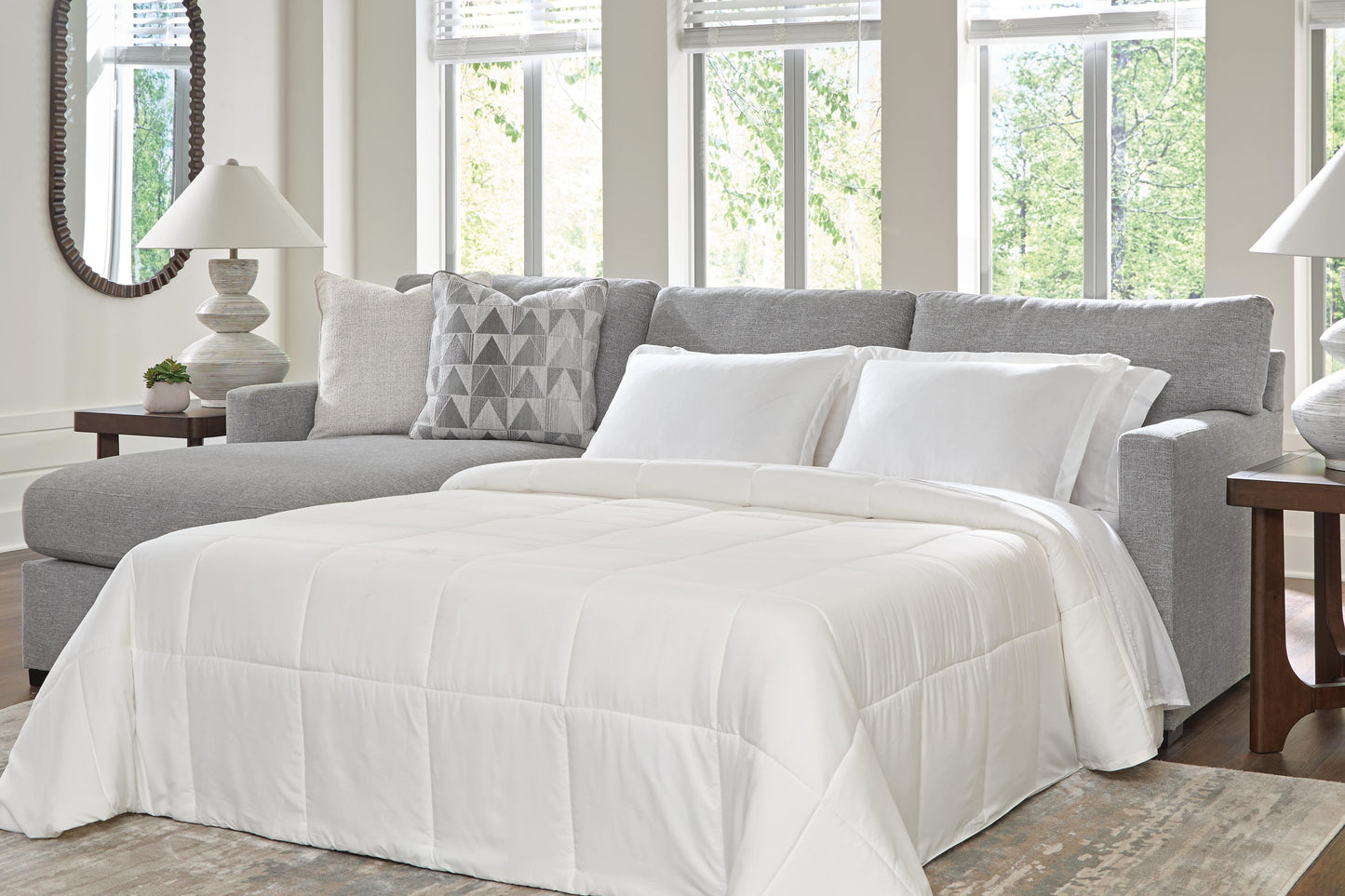 Lakeland Furniture Outlet - Ashley Furniture - UrbanCrest Sectional - RAF 2-Piece Sleeper Sectional with Chaise / Pewter - PC20804S4