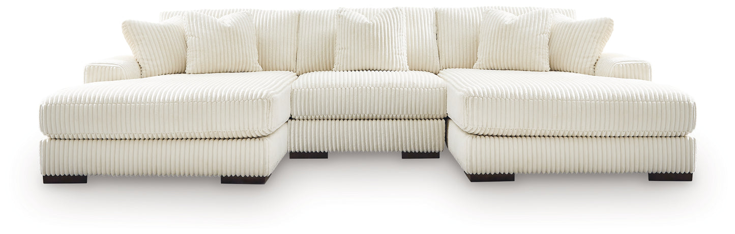 Lakeland Furniture Outlet - Ashley Furniture - Lindyn Sectional - RAF 3-Piece Sectional with Double Chaise / Ivory - 21104S18