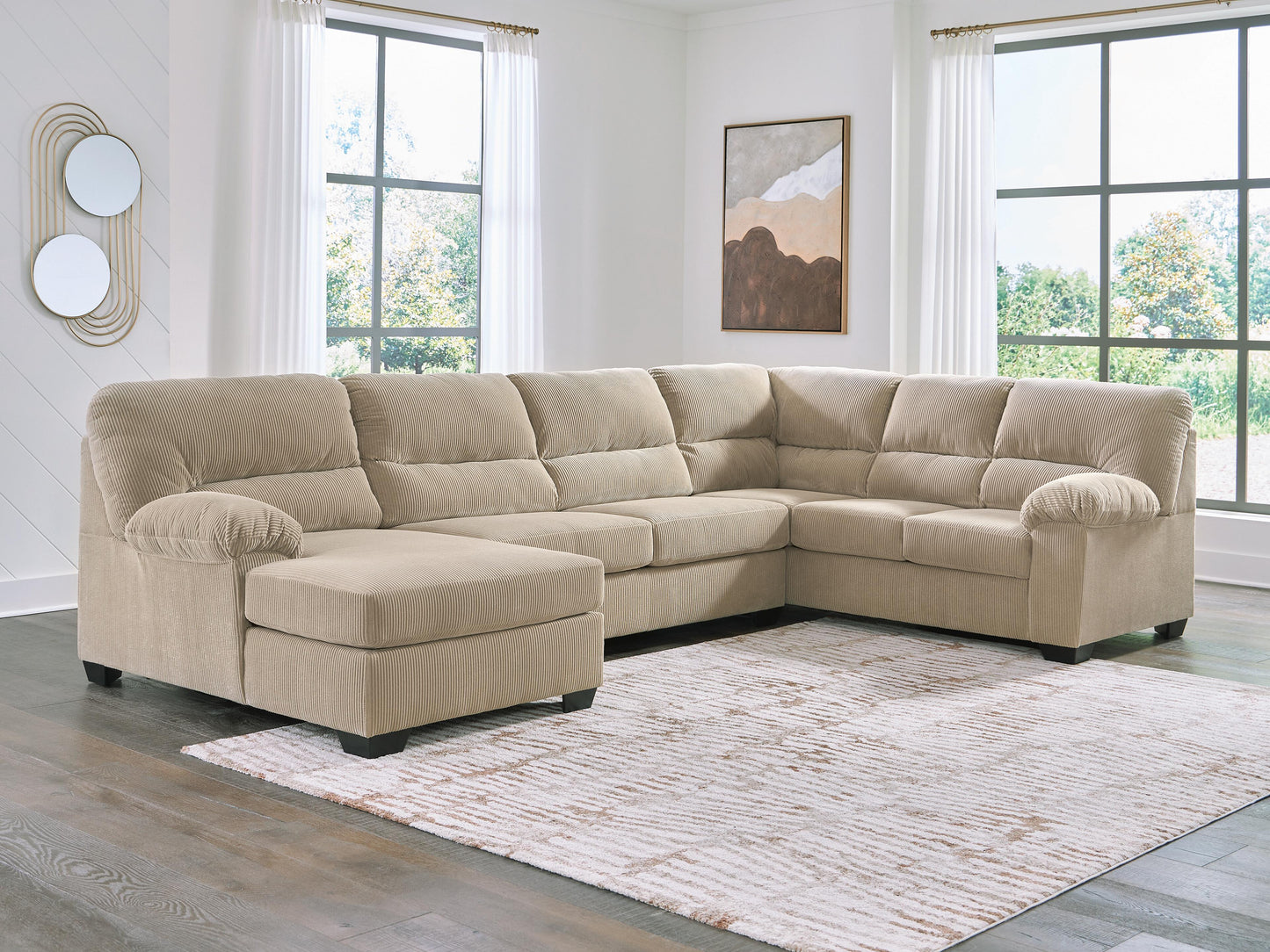 Lakeland Furniture Outlet - Ashley Furniture - SimpleJoy Sectional - RAF 3-Piece Sectional with Chaise / Sand - 24203S1