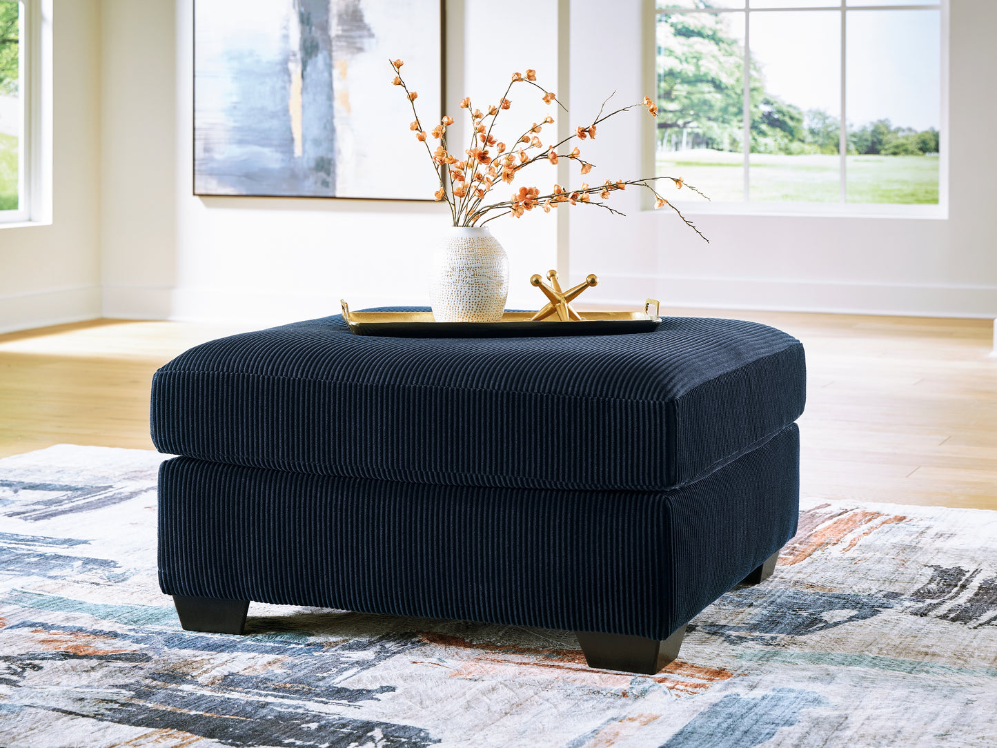 Lakeland Furniture Outlet - Ashley Furniture - SimpleJoy Living Room - Oversized Accent Ottoman / Navy - 2420508