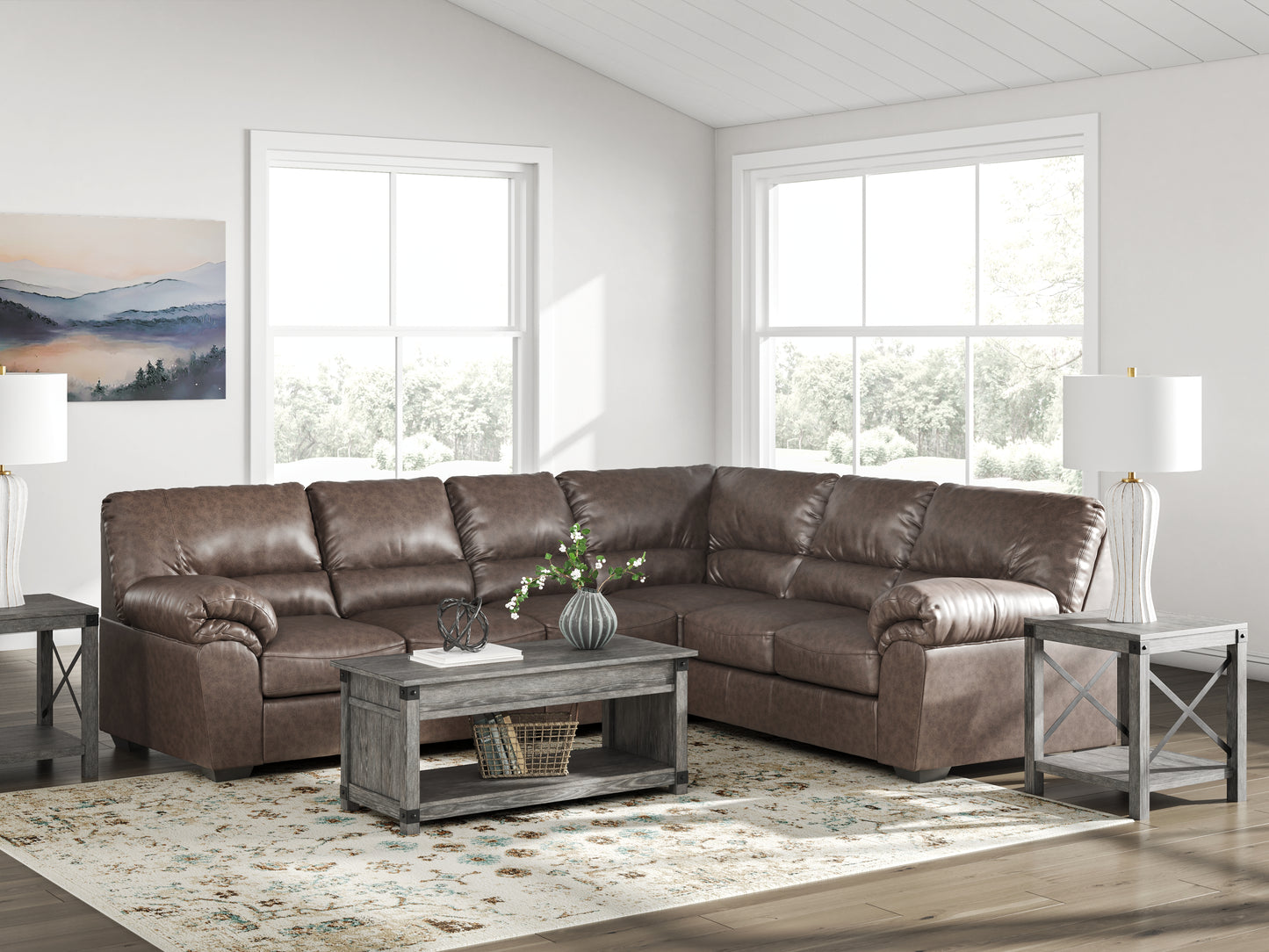 Lakeland Furniture Outlet - Ashley Furniture - WillowBend Sectional - RAF 3-Piece Sectional / Umber - PC27705S3