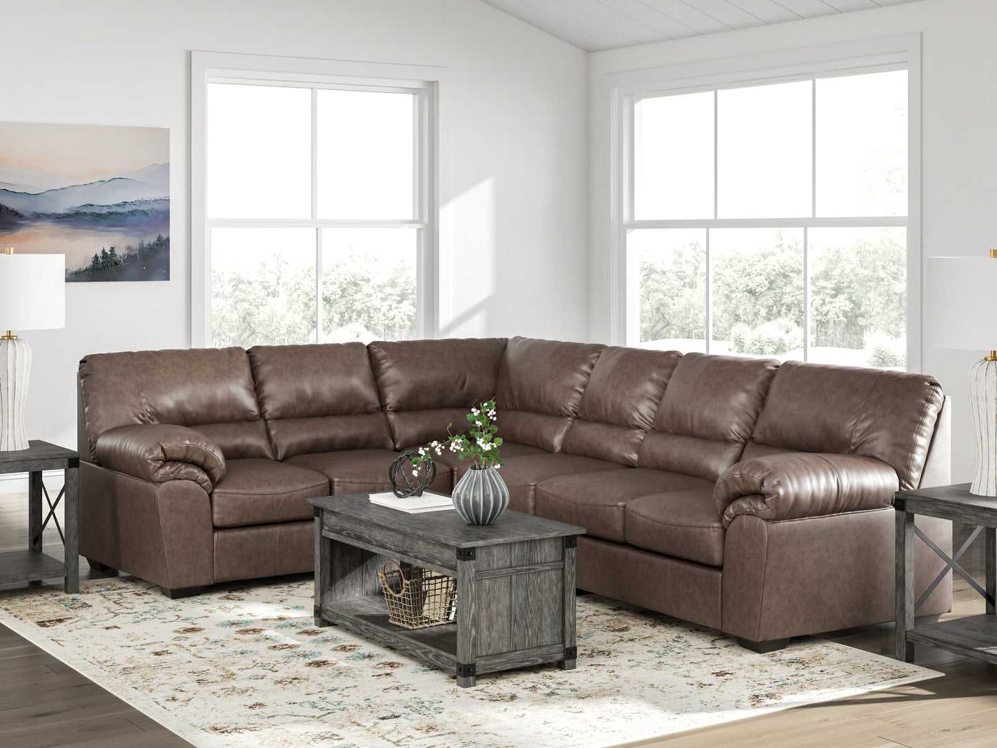 Lakeland Furniture Outlet - Ashley Furniture - WillowBend Sectional - LAF 3-Piece Sectional / Umber - PC27705S4