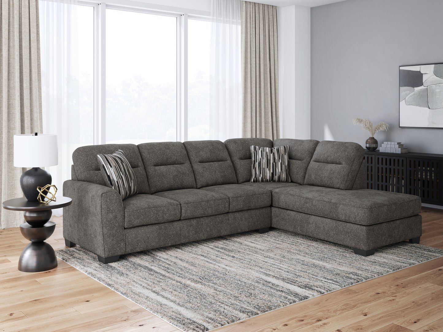 Lakeland Furniture Outlet - Ashley Furniture - Olten Sectional - LAF 2-Piece Sectional with Chaise / Graphite - 31305S2