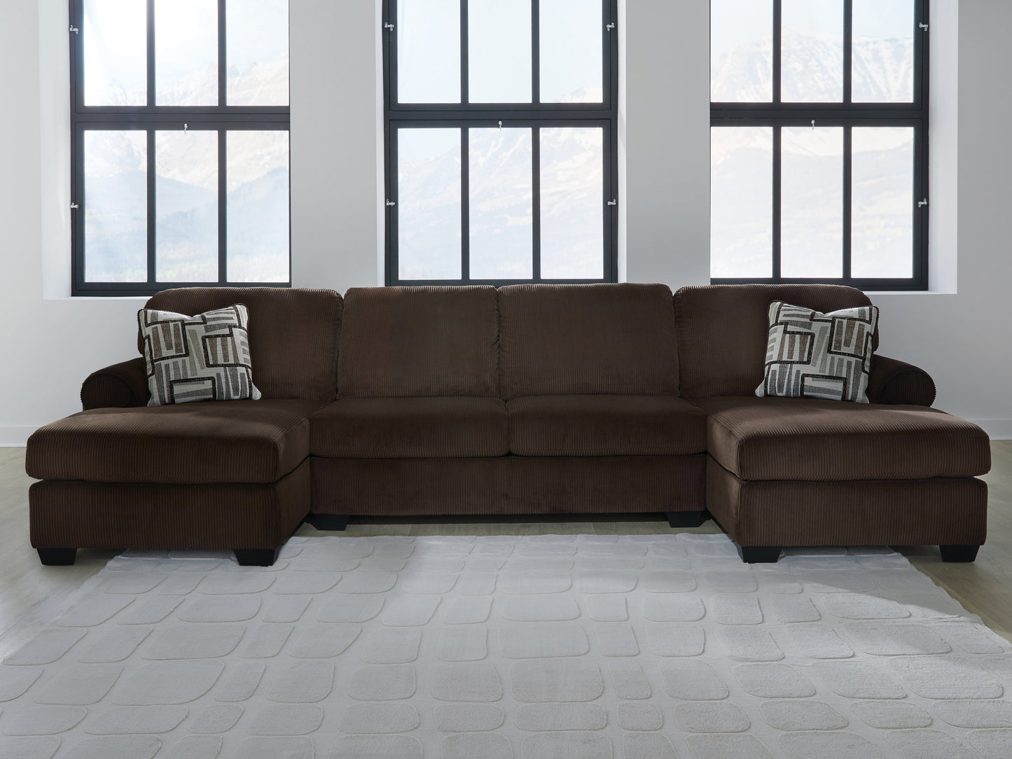 Lakeland Furniture Outlet - Ashley Furniture - Kimlee Sectional - RAF 3-Piece Sectional with Double Chaise / Chocolate - PC35603S3