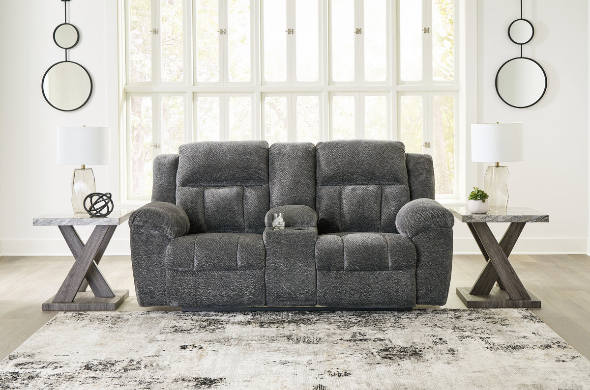Lakeland Furniture Outlet - Ashley Furniture - Frohn Living Room - DBL Rec Loveseat w/Console - 3740694
