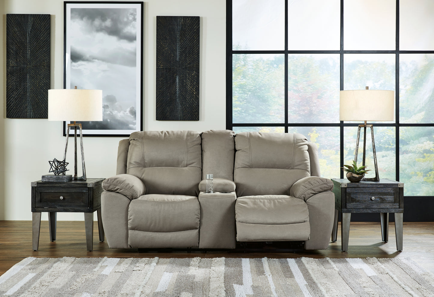Lakeland Furniture Outlet - Ashley Furniture - Next-Gen Gaucho Living Room - DBL REC PWR Loveseat w/Console / Putty - 5420396