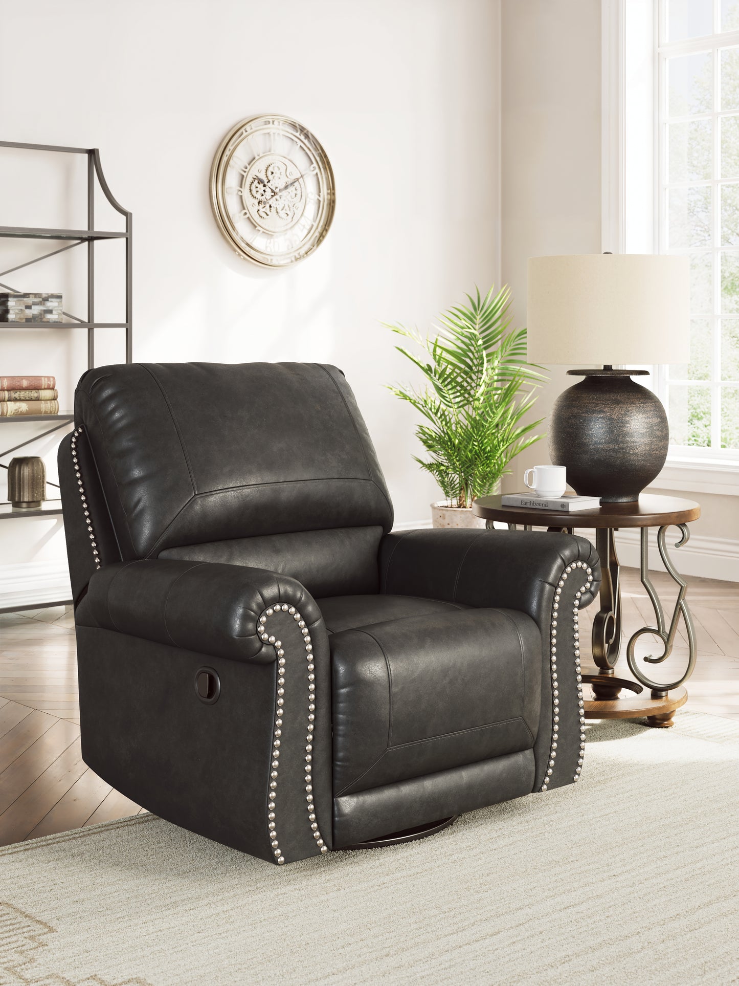 Lakeland Furniture Outlet - Ashley Furniture - Chasemore Living Room - Swivel Glider Recliner / Granite - PC5590361