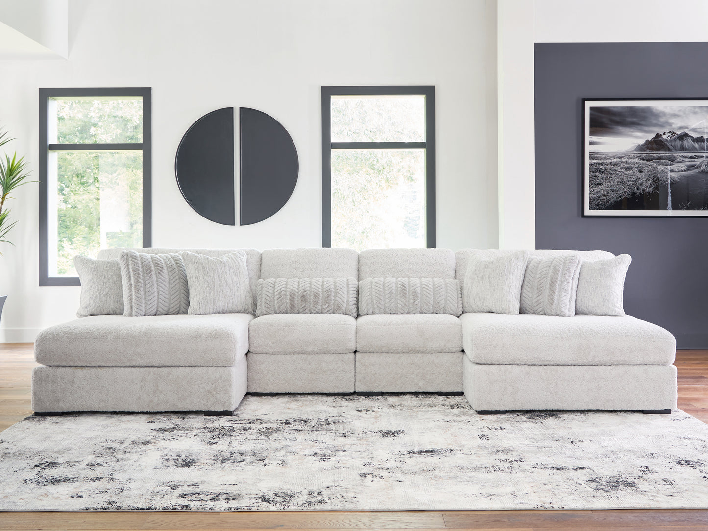 Lakeland Furniture Outlet - Ashley Furniture - Cuddle Plush Sectional - 4-Piece Sectional with Chaise / Arctic - PC59106S4
