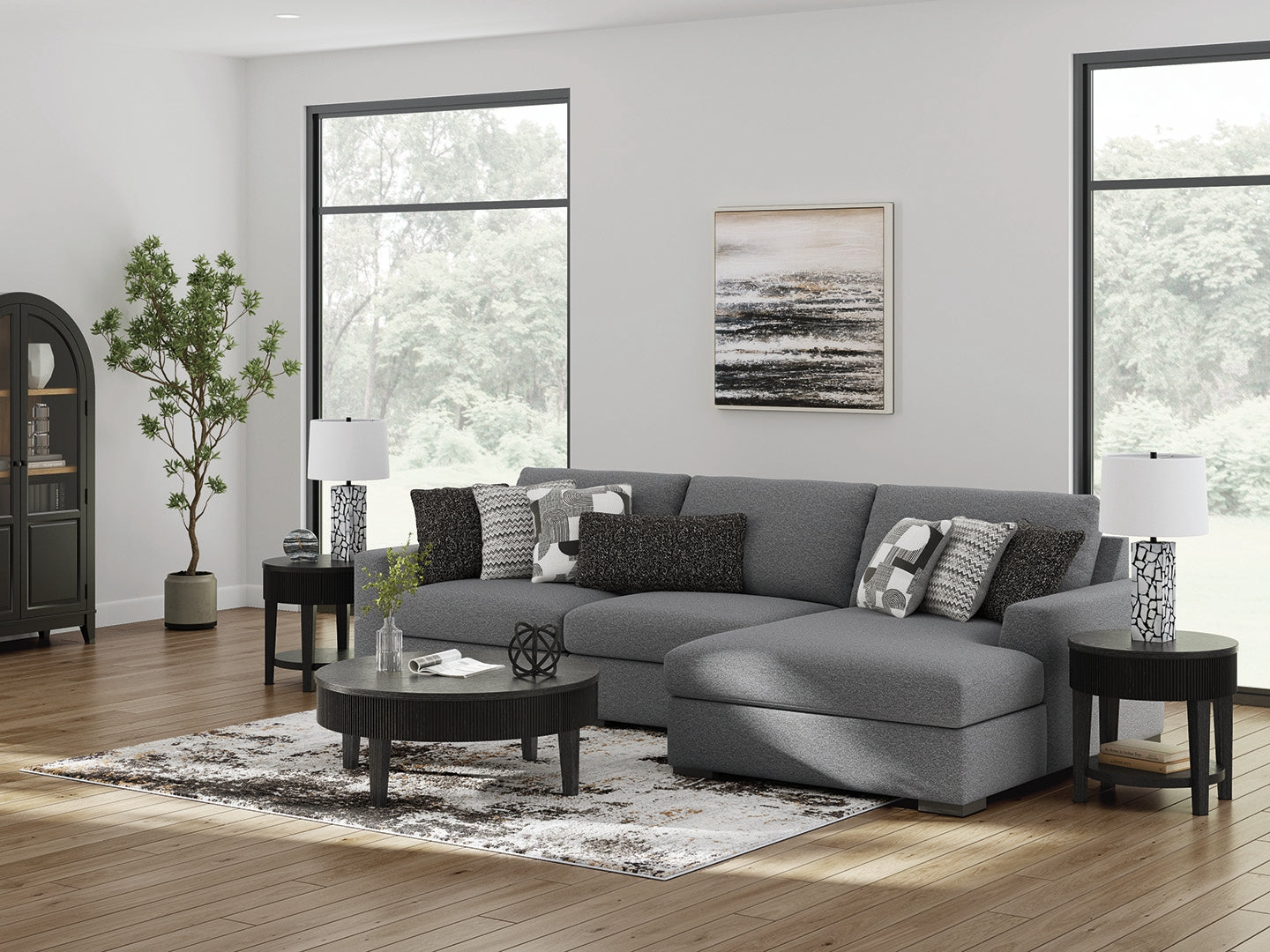 Lakeland Furniture Outlet - Ashley Furniture - Bealton Sectional - RAF 3-Piece Sectional with Chaise / Salt and Pepper - 61305S3