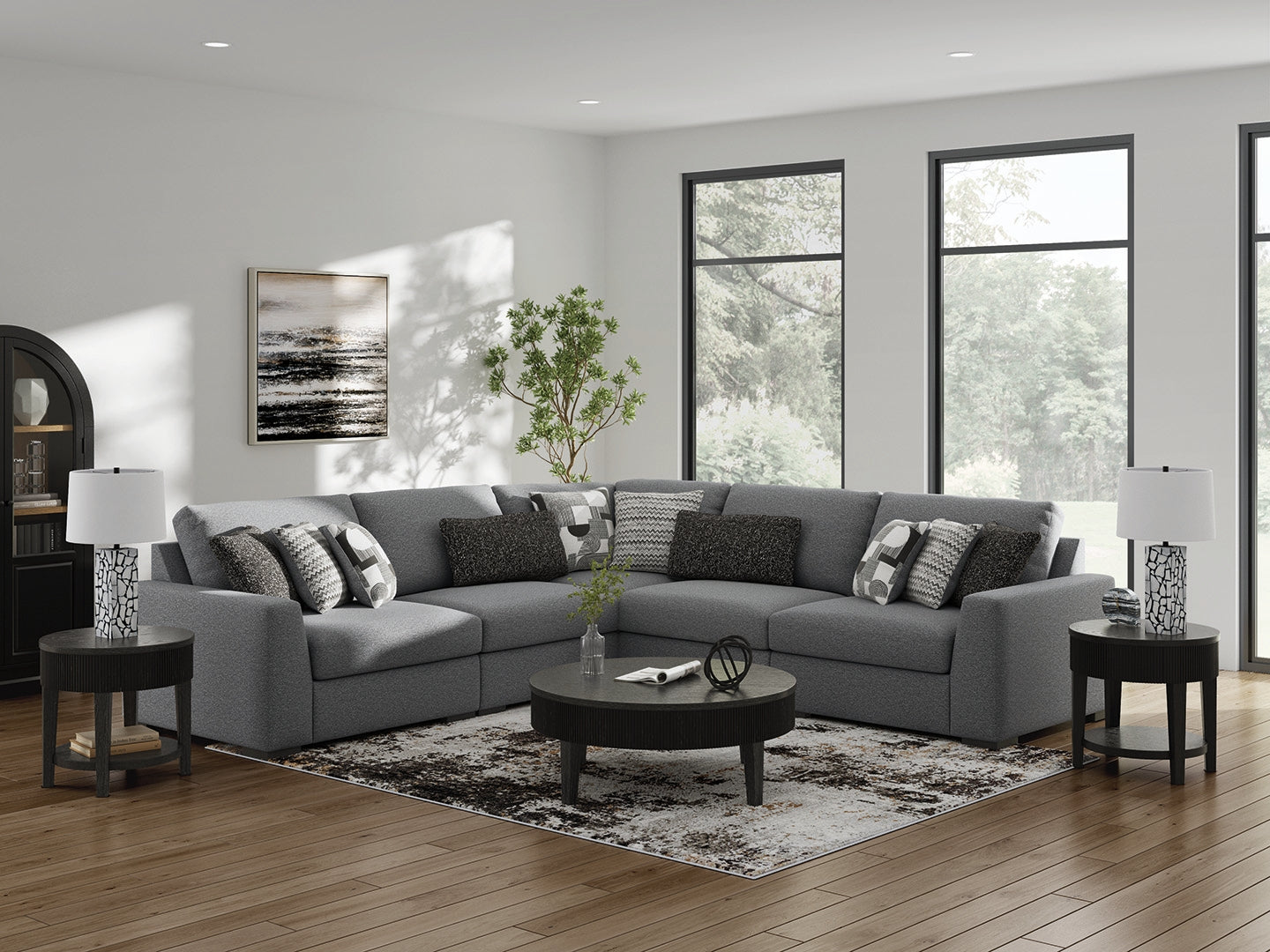 Lakeland Furniture Outlet - Ashley Furniture - Bealton Sectional - RAF 5-Piece Sectional / Salt and Pepper - 61305S6