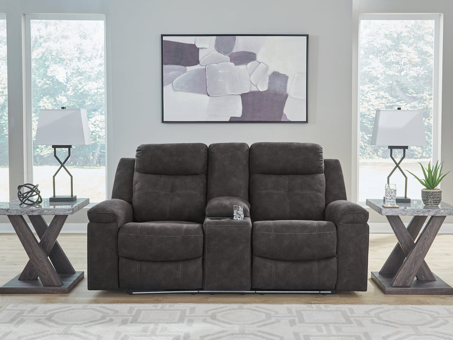 Lakeland Furniture Outlet - Ashley Furniture - Brysonview Living Room - DBL Rec Loveseat w/Console - 6360594
