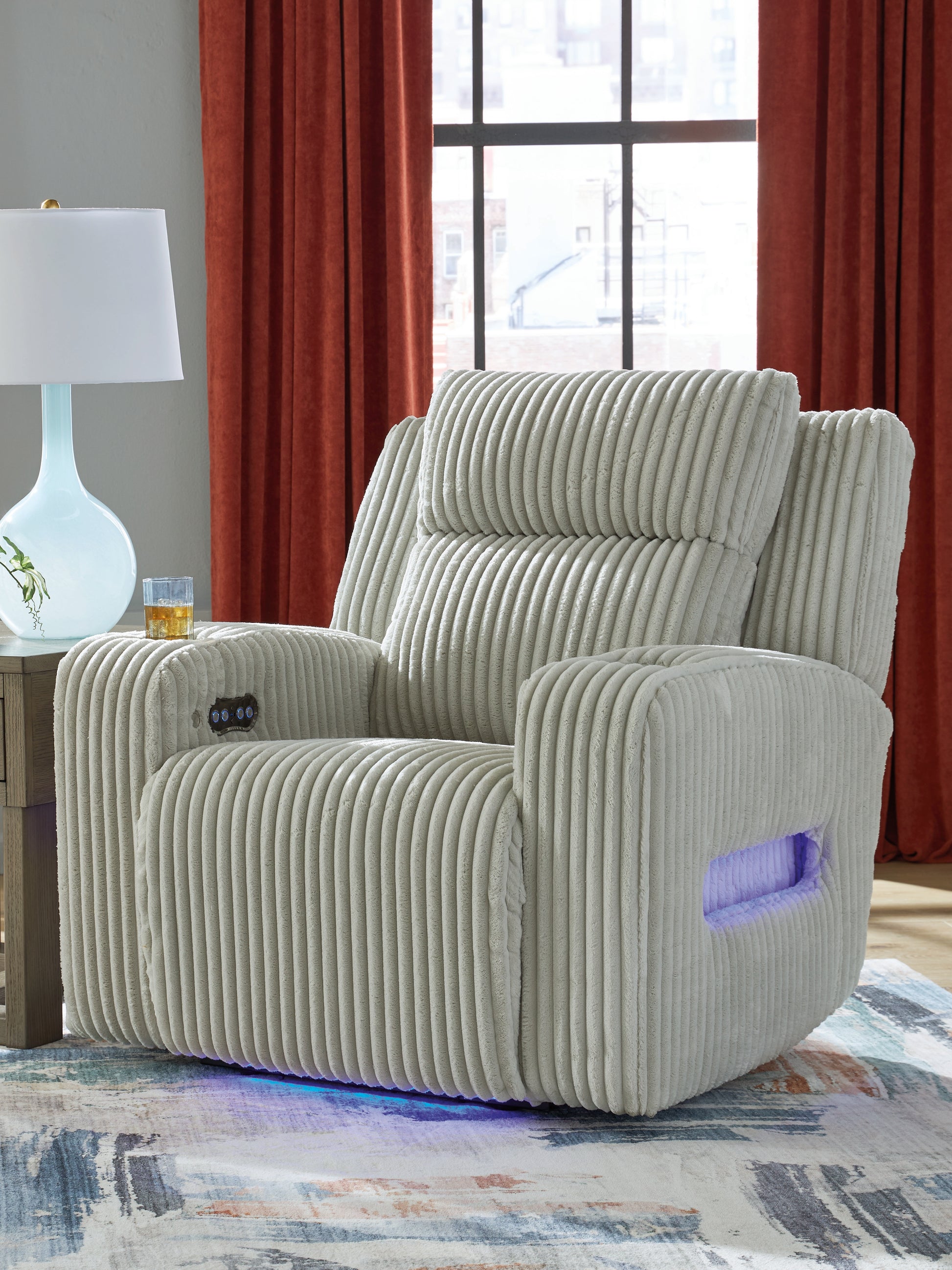 Lakeland Furniture Outlet - Ashley Furniture - Forest Lake Living Room - PWR Recliner/ADJ Headrest / Alloy - PC6420313