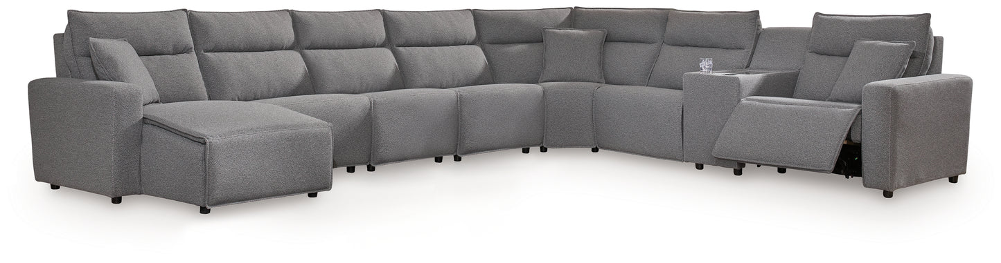Lakeland Furniture Outlet - Ashley Furniture - ModMax II Sectional - 8-Piece Power Reclining Sectional with Console / Salt and Pepper - 65906S47