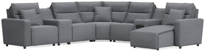 Lakeland Furniture Outlet - Ashley Furniture - ModMax II Sectional - 7-Piece Power Reclining Sectional with Chaise and Audio System / Salt and Pepper - 65906S45
