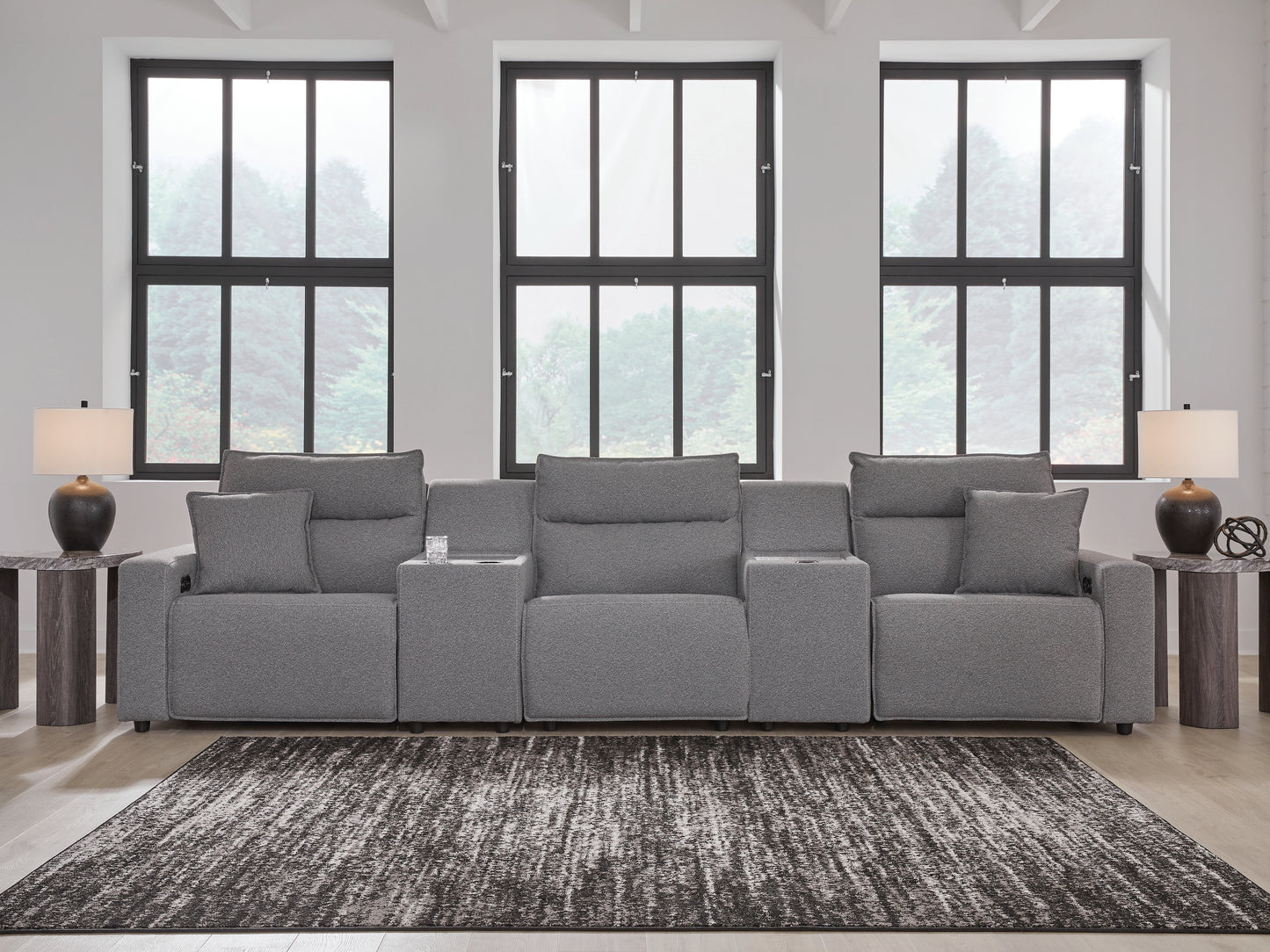 Lakeland Furniture Outlet - Ashley Furniture - ModMax II Sectional - 5-Piece Power Reclining Sectional with Consoles / Salt and Pepper - 65906S14