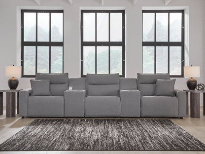 Lakeland Furniture Outlet - Ashley Furniture - ModMax II Sectional - 5-Piece Power Reclining Sectional with Consoles / Salt and Pepper - 65906S14