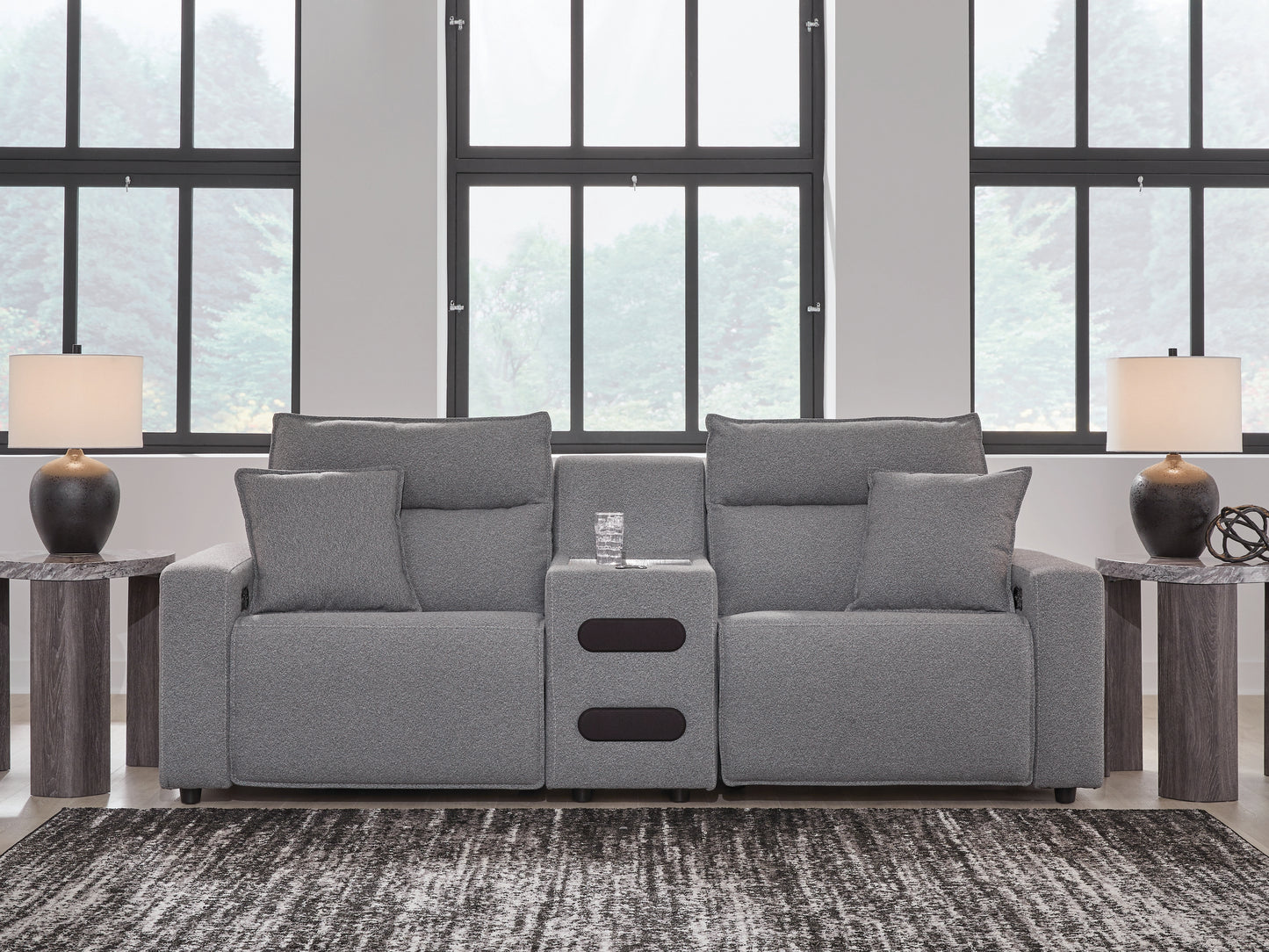 Lakeland Furniture Outlet - Ashley Furniture - ModMax II Sectional - 3-Piece Power Reclining Sectional with Audio Console / Salt and Pepper - 65906S2