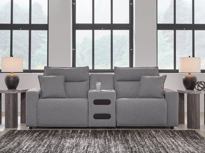 Lakeland Furniture Outlet - Ashley Furniture - ModMax II Sectional - 3-Piece Power Reclining Sectional with Audio Console / Salt and Pepper - 65906S2