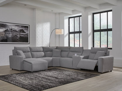 Lakeland Furniture Outlet - Ashley Furniture - ModMax II Sectional - 6-Piece Power Reclining Sectional with Chaise and Console / Salt and Pepper - 65906S19