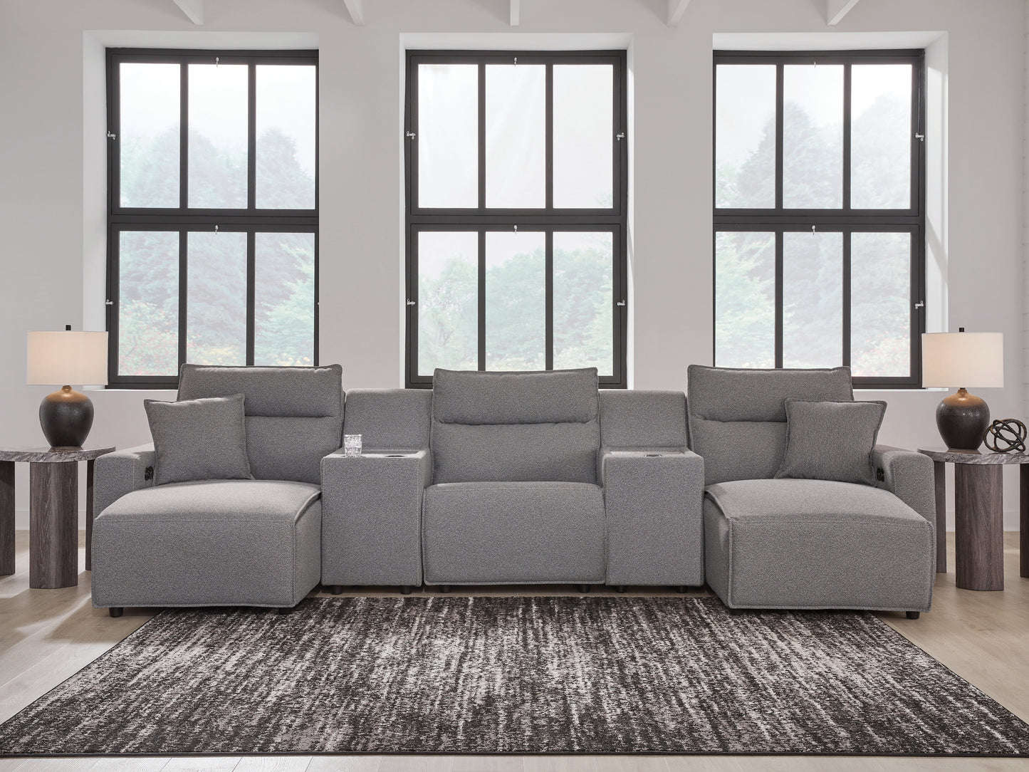 Lakeland Furniture Outlet - Ashley Furniture - ModMax II Sectional - 5-Piece Power Reclining Sectional with Chaise and Consoles / Salt and Pepper - 65906S16