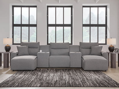 Lakeland Furniture Outlet - Ashley Furniture - ModMax II Sectional - 5-Piece Power Reclining Sectional with Chaise and Consoles / Salt and Pepper - 65906S16