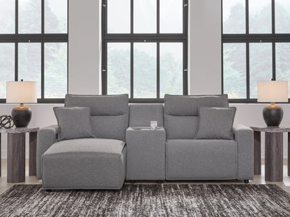 Lakeland Furniture Outlet - Ashley Furniture - ModMax II Sectional - 3-Piece Power Reclining Sectional with Chaise and Console / Salt and Pepper - 65906S17