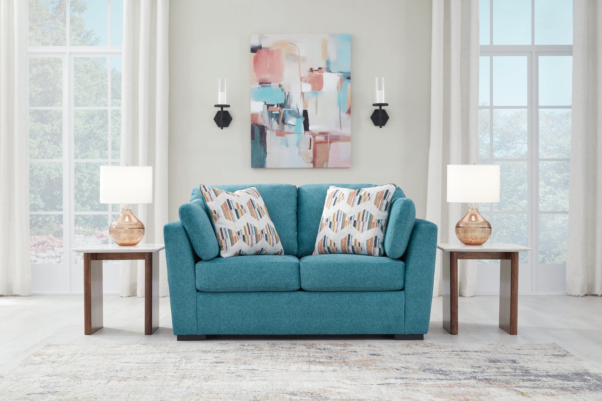 Lakeland Furniture Outlet - Ashley Furniture - Keerwick Living Room - Loveseat / Teal - 6750735