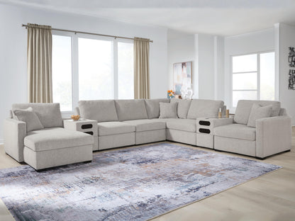 Lakeland Furniture Outlet - Ashley Furniture - ModMax Luxe Sectional - RAF 8-Piece Sectional with Chaise and Audio Consoles / Flint - 68605S41