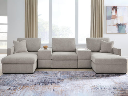 Lakeland Furniture Outlet - Ashley Furniture - ModMax Luxe Sectional - RAF 5-Piece Double Chaise Sectional with Storage Consoles / Flint - 68605S38