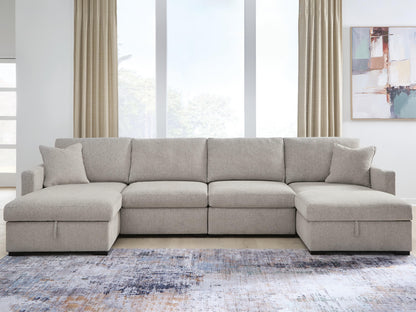 Lakeland Furniture Outlet - Ashley Furniture - ModMax Luxe Sectional - RAF 4-Piece Double Storage Chaise Sectional / Flint - 68605S62