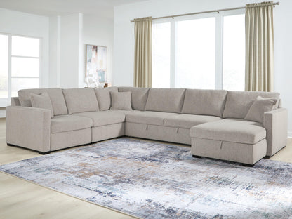 Lakeland Furniture Outlet - Ashley Furniture - ModMax Luxe Sectional - RAF 5-Piece Sectional with Storage Chaise and Pop Up Sleeper / Flint - 68605S105