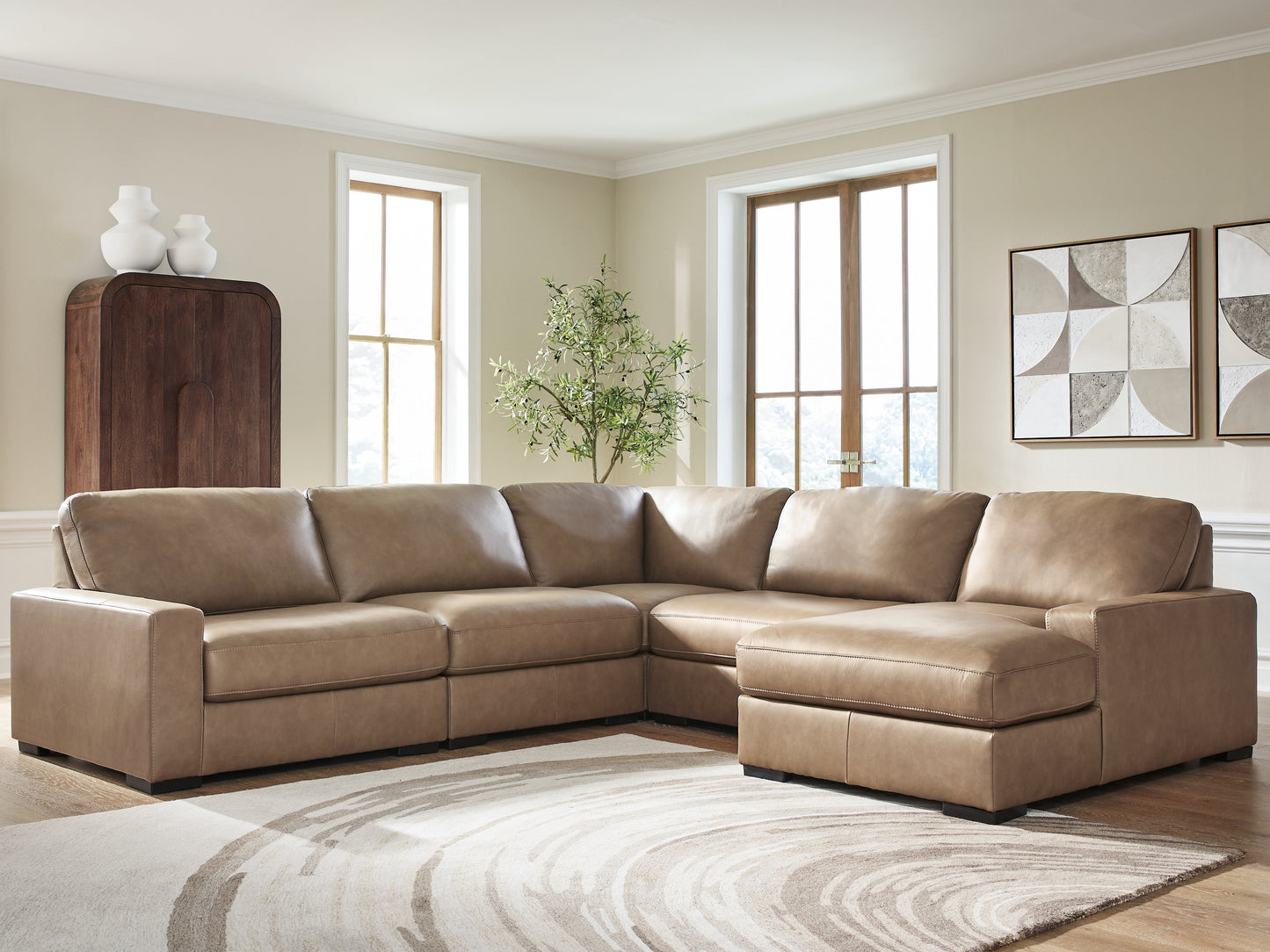 Lakeland Furniture Outlet - Ashley Furniture - Veronella Sectional - RAF 5-Piece Sectional with Chaise / Sahara - 76106S13