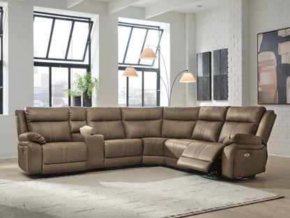 Lakeland Furniture Outlet - Ashley Furniture - Max-Momentum Sectional - 6-Piece Power Reclining Sectional with Audio Console / Biscotti - PC82305S9