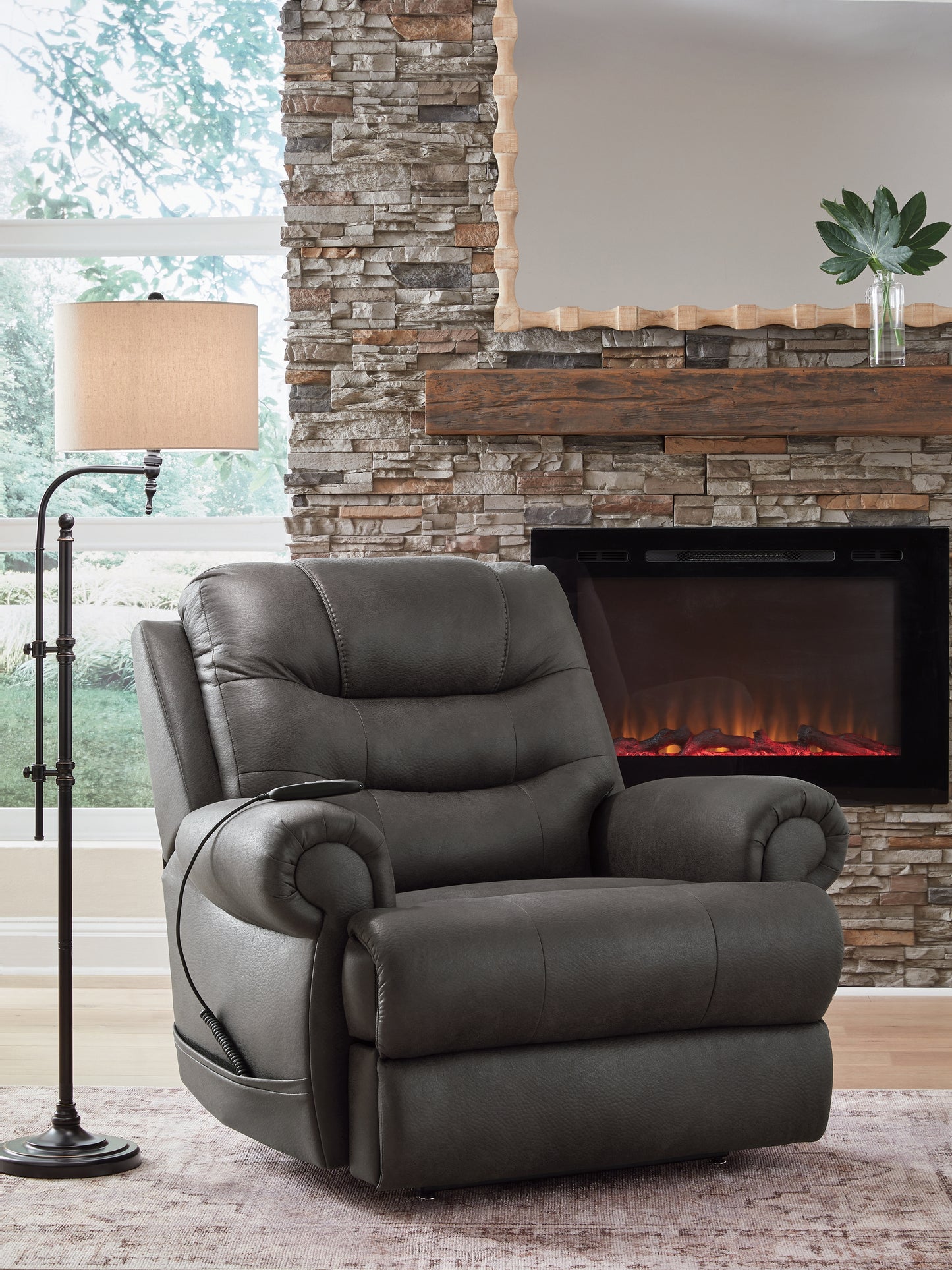 Lakeland Furniture Outlet - Ashley Furniture - Revived and Restored Living Room - Power Lift Recliner / Granite - PC8240612