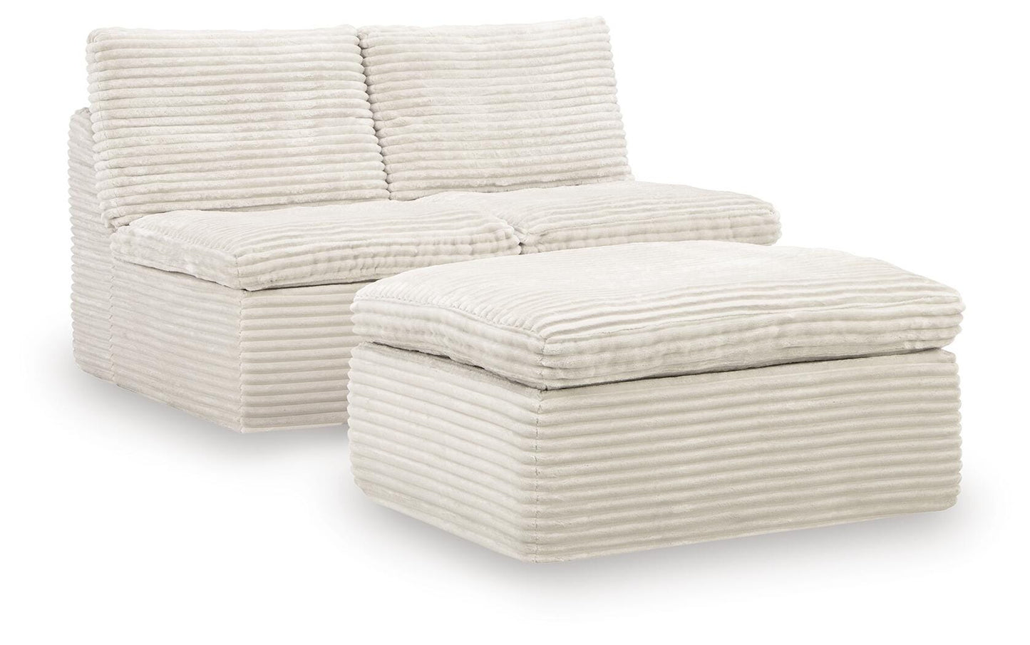 Lakeland Furniture Outlet - Ashley Furniture - Fannin Sectional - 2 Armless Chairs w/Otto (3/CN) / Ivory - PC8430431