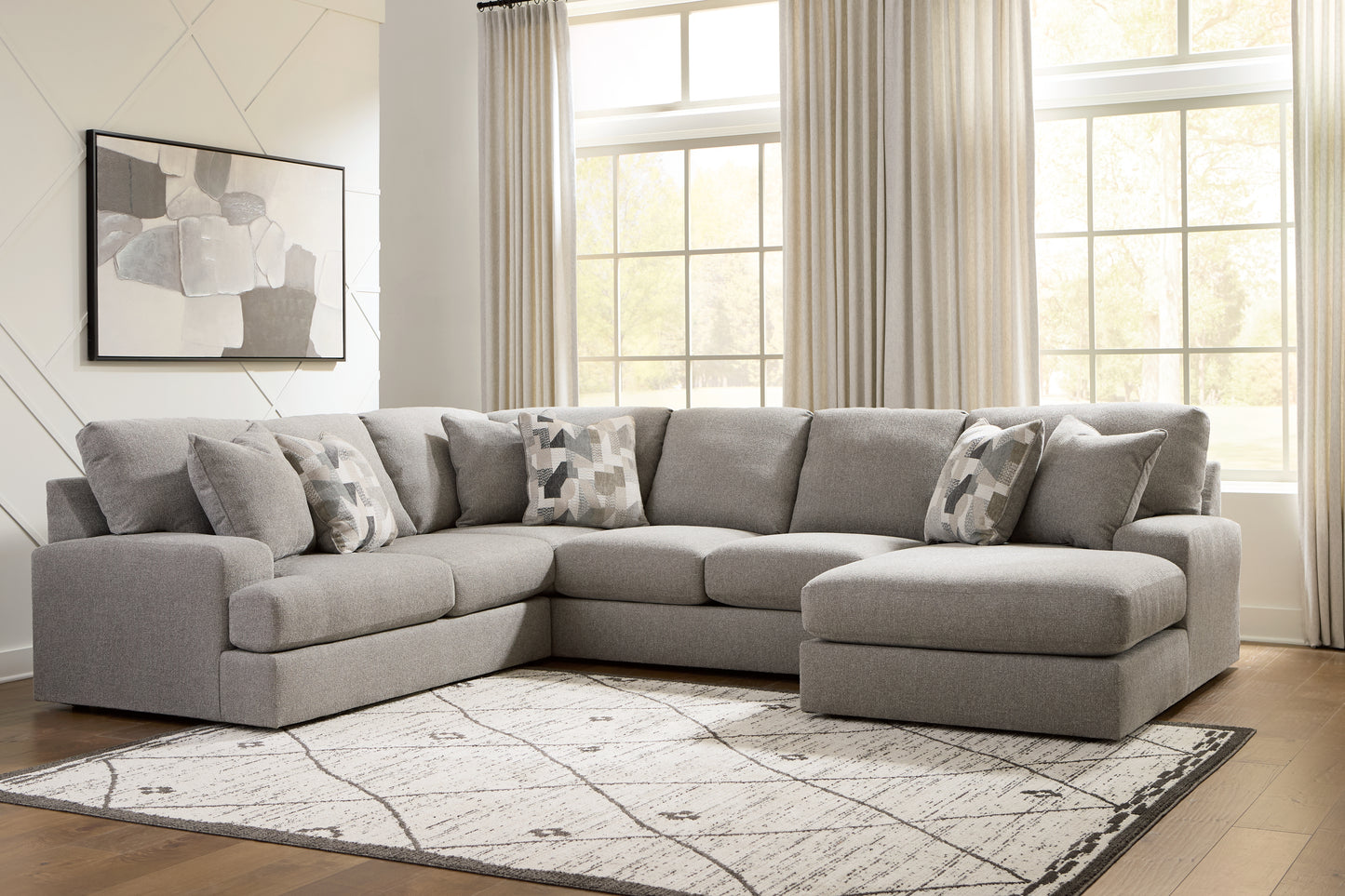 Lakeland Furniture Outlet - Ashley Furniture - Lindon Sectional - RAF 3-Piece Sectional with Chaise / Smoke - 84704S4