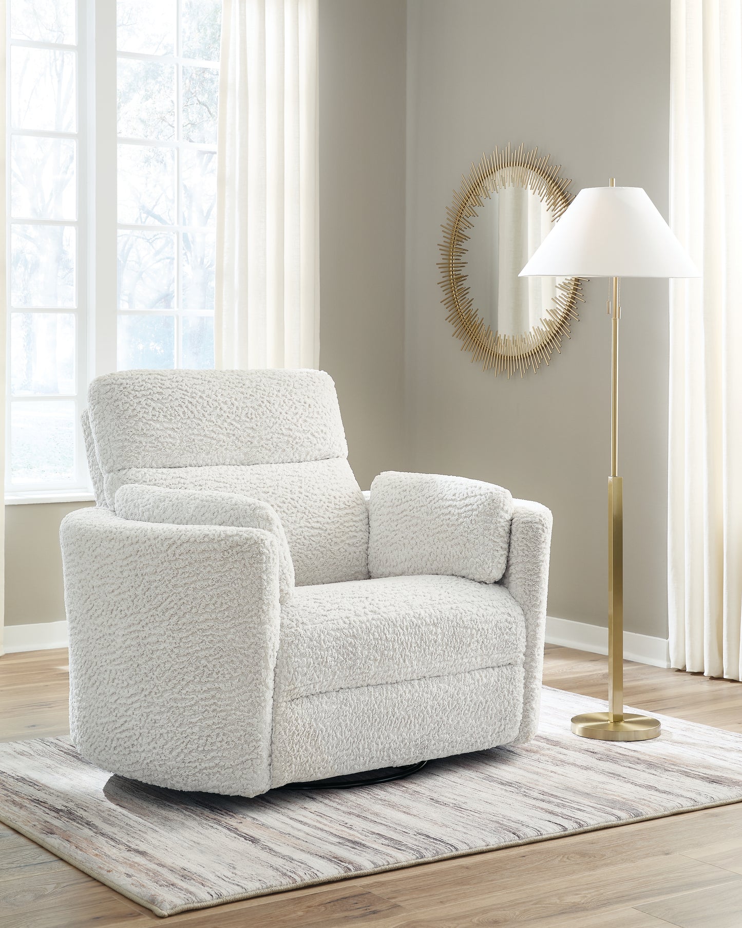 Lakeland Furniture Outlet - Ashley Furniture - Gosaldo Living Room - Swivel Glider Power Recliner / Silver - PC8630395