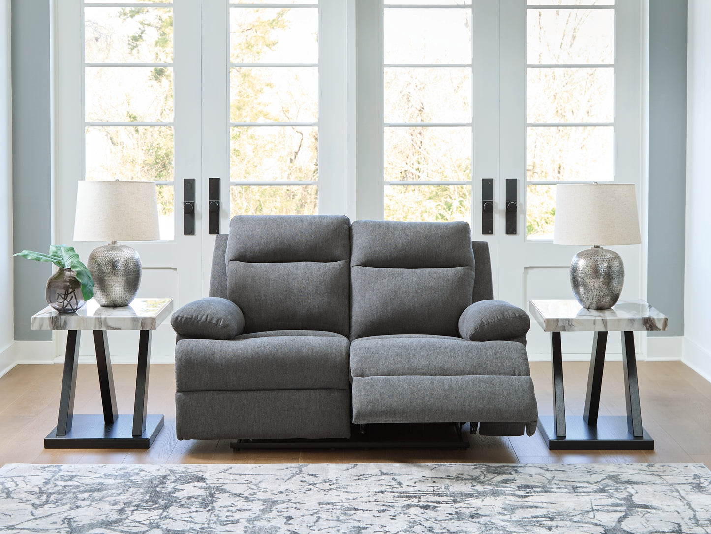 Lakeland Furniture Outlet - Ashley Furniture - Side-Swipe Living Room - Reclining Loveseat / Charcoal - PC9140686