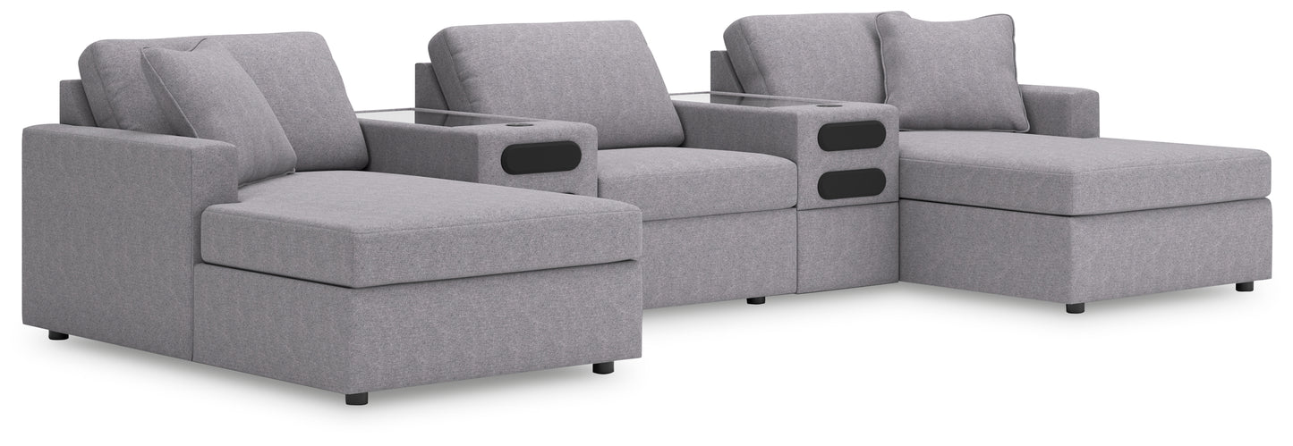 Lakeland Furniture Outlet - Ashley Furniture - Modmax Sectional - RAF 5-Piece Sectional with Chaise and Audio Console / Granite - 92104S47