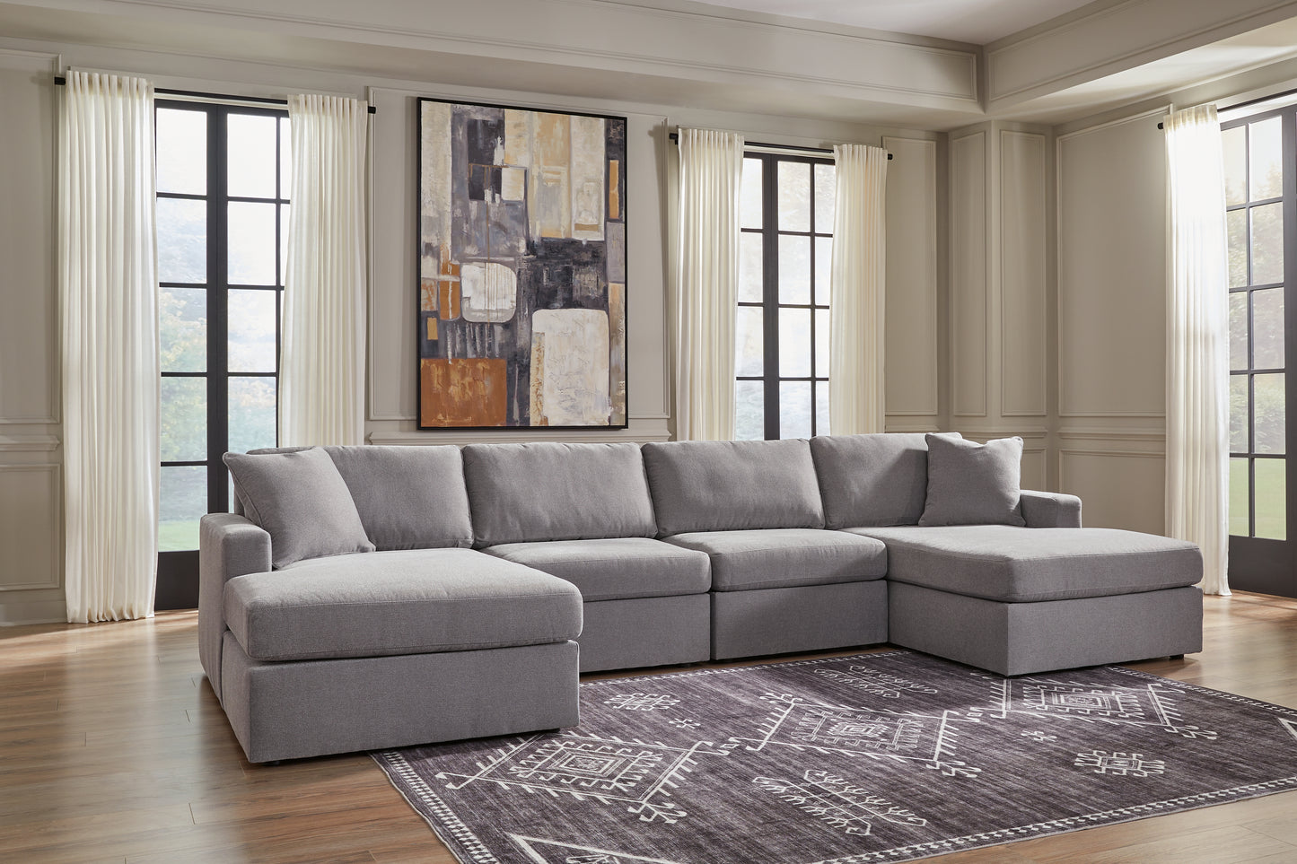 Lakeland Furniture Outlet - Ashley Furniture - Modmax Sectional - RAF 4-Piece Sectional with Chaise / Granite - 92104S19