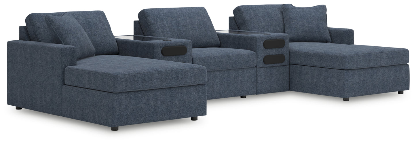 Lakeland Furniture Outlet - Ashley Furniture - Modmax Sectional - RAF 5-Piece Double Chaise with Audio Consoles / Ink - 92121S49