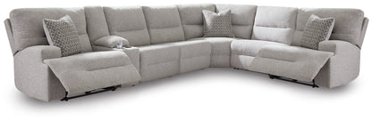 Lakeland Furniture Outlet - Ashley Furniture - Acklen Place Sectional - 7-Piece Power Sectional Reclining Sofa with Storage Console / Pewter - 93605S20