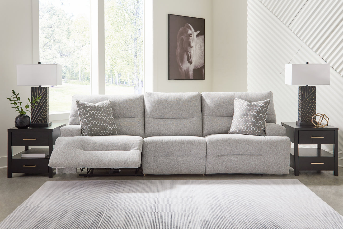 Lakeland Furniture Outlet - Ashley Furniture - Acklen Place Sectional - 3-Piece Power Reclining Sectional Sofa / Pewter - 93605S18