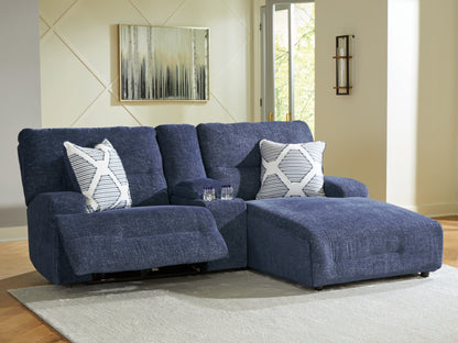 Lakeland Furniture Outlet - Ashley Furniture - Acklen Place Sectional - 3-Piece Power Reclining Sectional Sofa with Chaise / Navy - 93607S4
