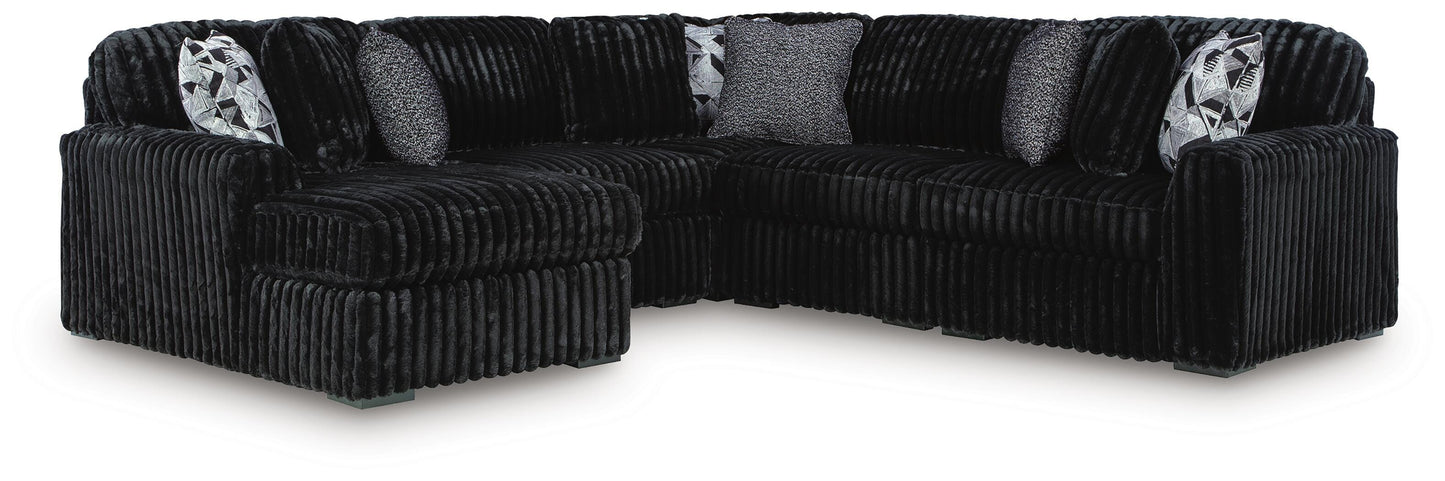 Lakeland Furniture Outlet - Ashley Furniture - Midnight-Madness Sectional - RAF 5-Piece Sectional with Chaise / Onyx - 98103S21