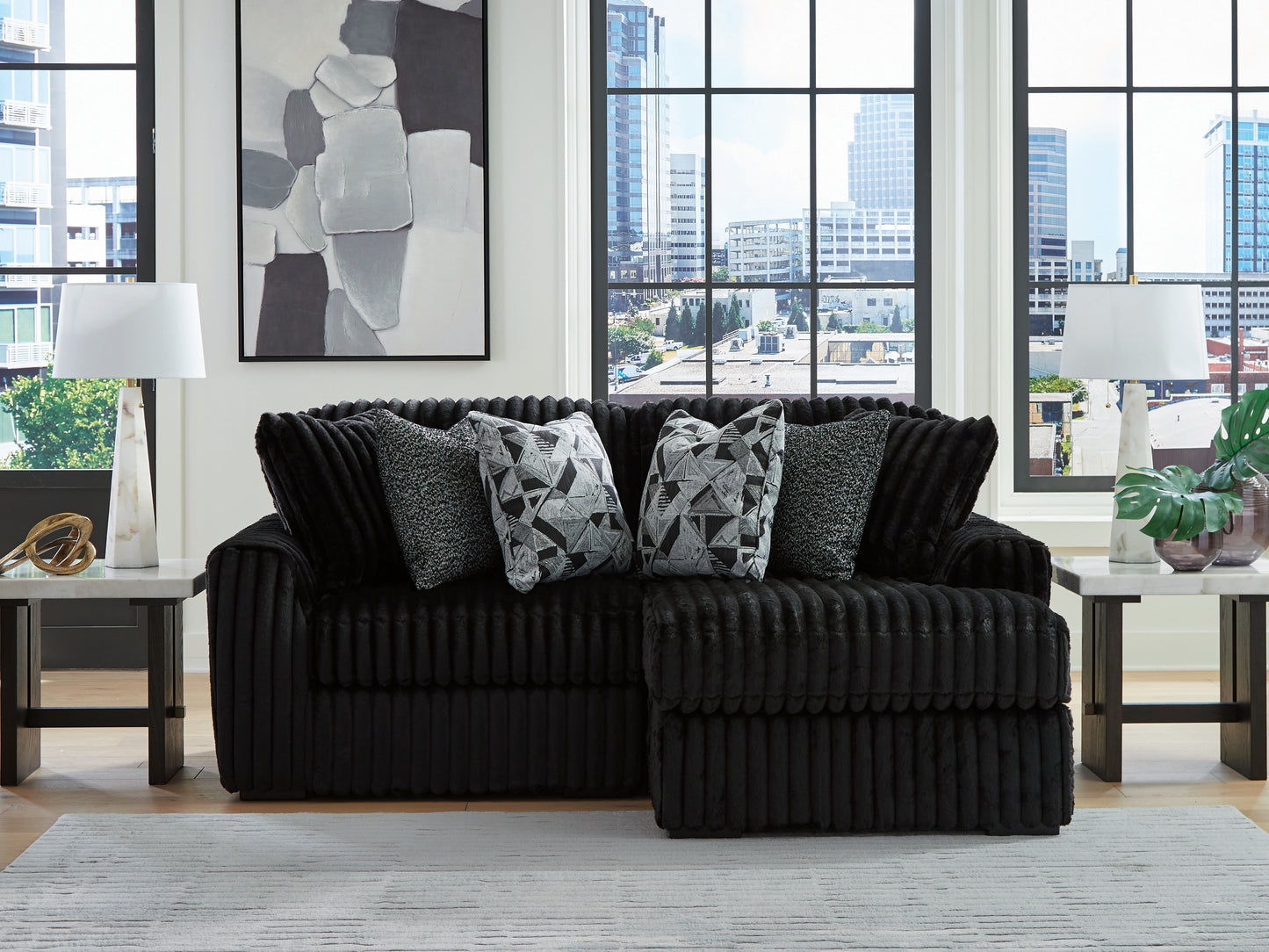 Lakeland Furniture Outlet - Ashley Furniture - Midnight-Madness Sectional - RAF 2-Piece Sectional with Chaise / Onyx - 98103S14