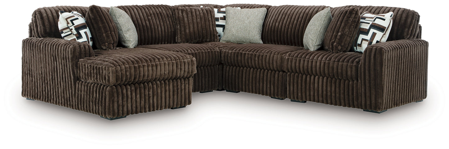 Lakeland Furniture Outlet - Ashley Furniture - Midnight-Madness Sectional - RAF 5-Piece Sectional with Chaise / Chocolate - 98104S21